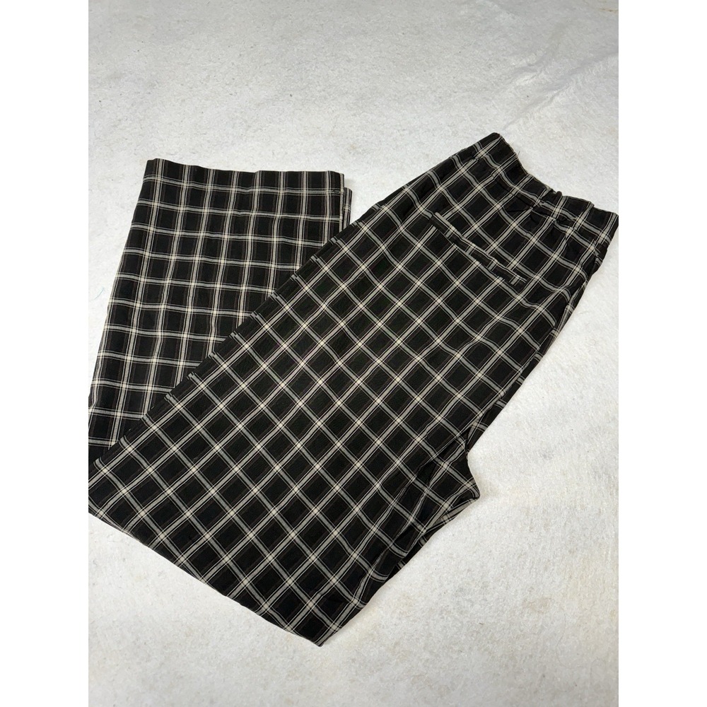Ardene Women's Black Brown Plaid Stretch Pants‎ Size Large